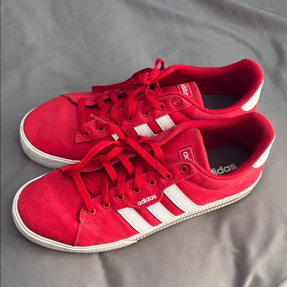 Adidas Red Sneakers with White Stripes